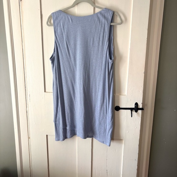 Grace Heather Blue Linen Sleeveless Tunic Top - Picture 2 of 4